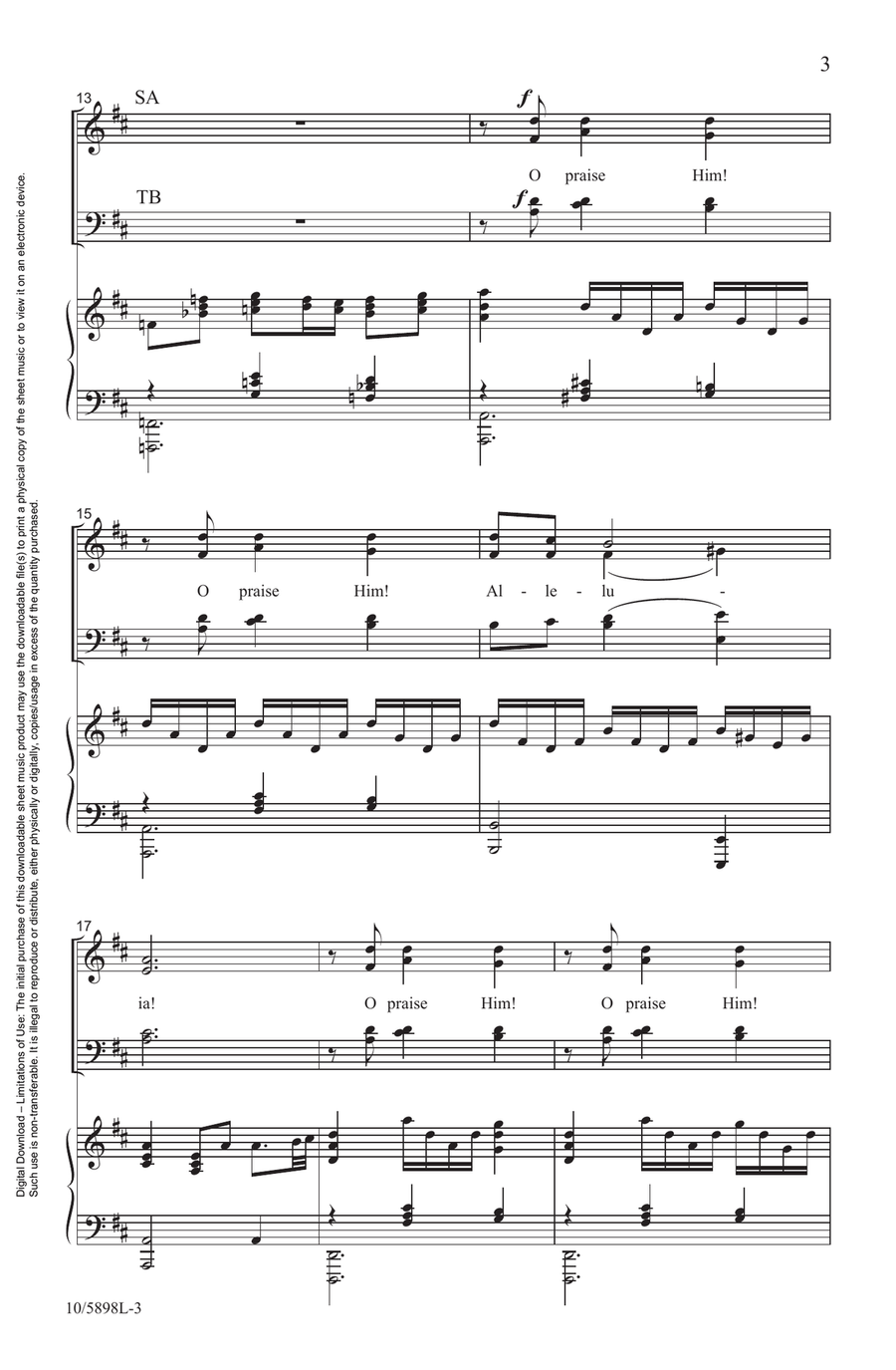 O Praise Him, Alleluia! (Digital Download) Choir - Digital Sheet Music page 3