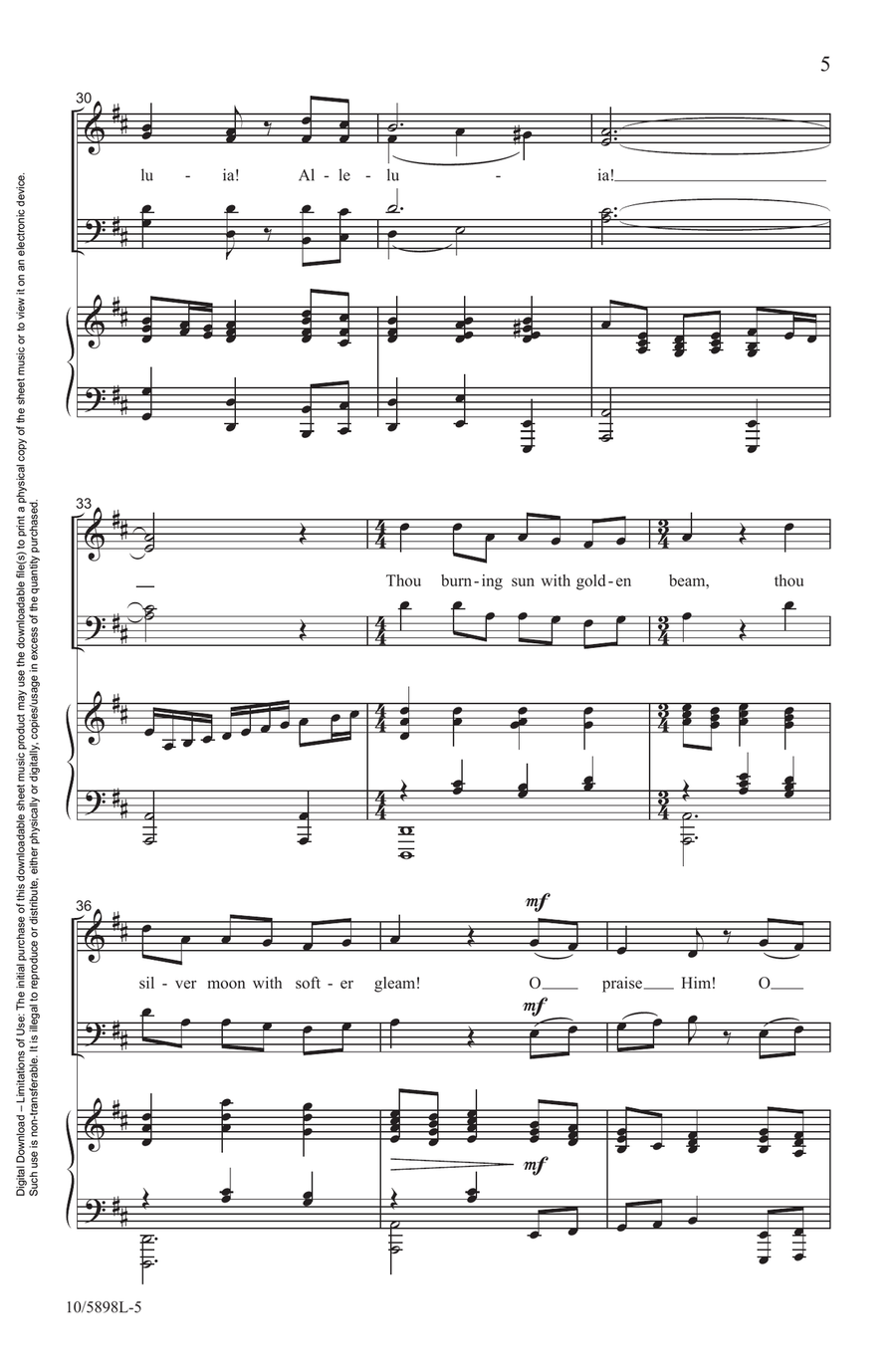 O Praise Him, Alleluia! (Digital Download) Choir - Digital Sheet Music page 5