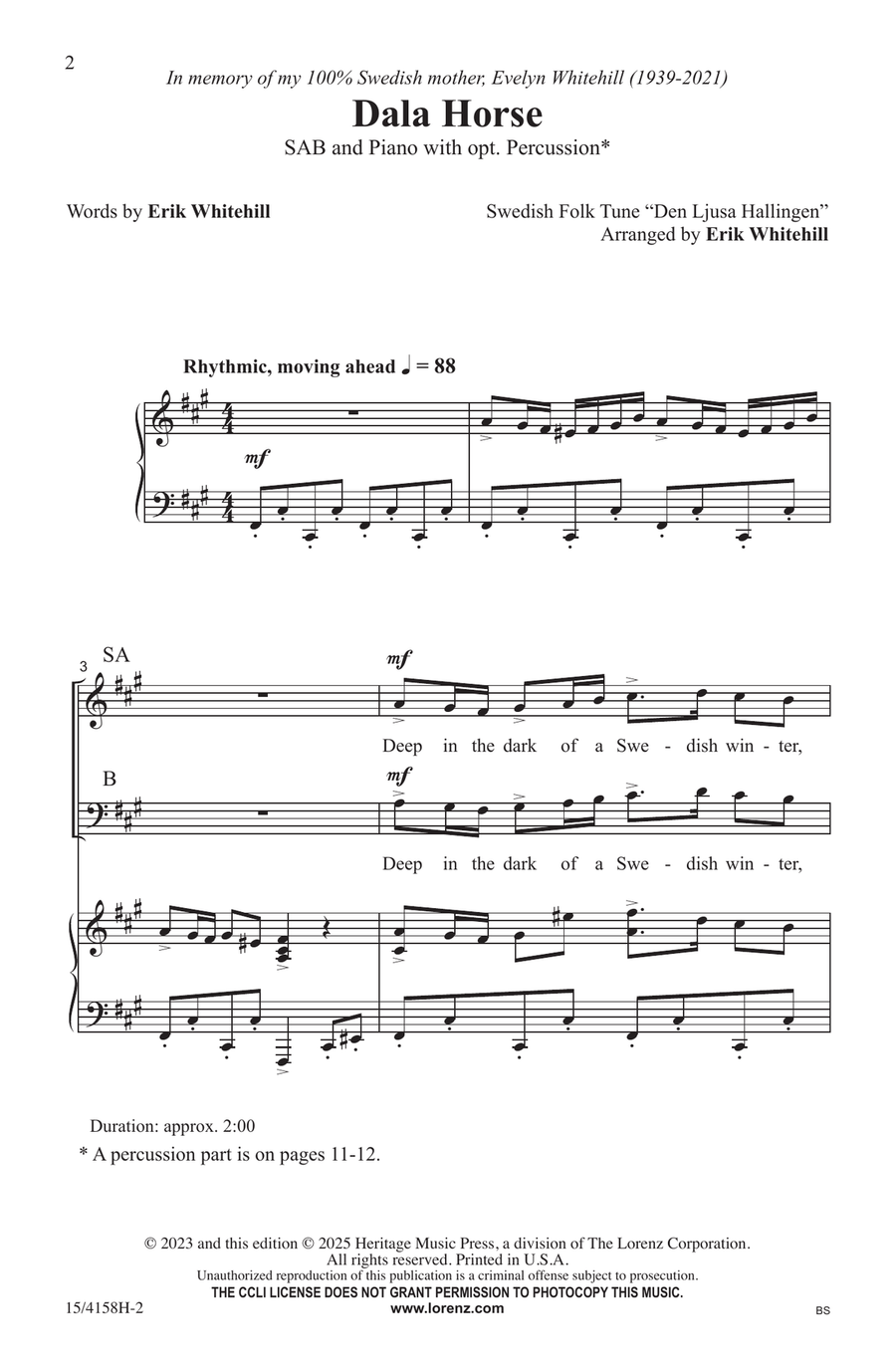 Dala Horse Dala Horse Choir scores gallery preview page 2