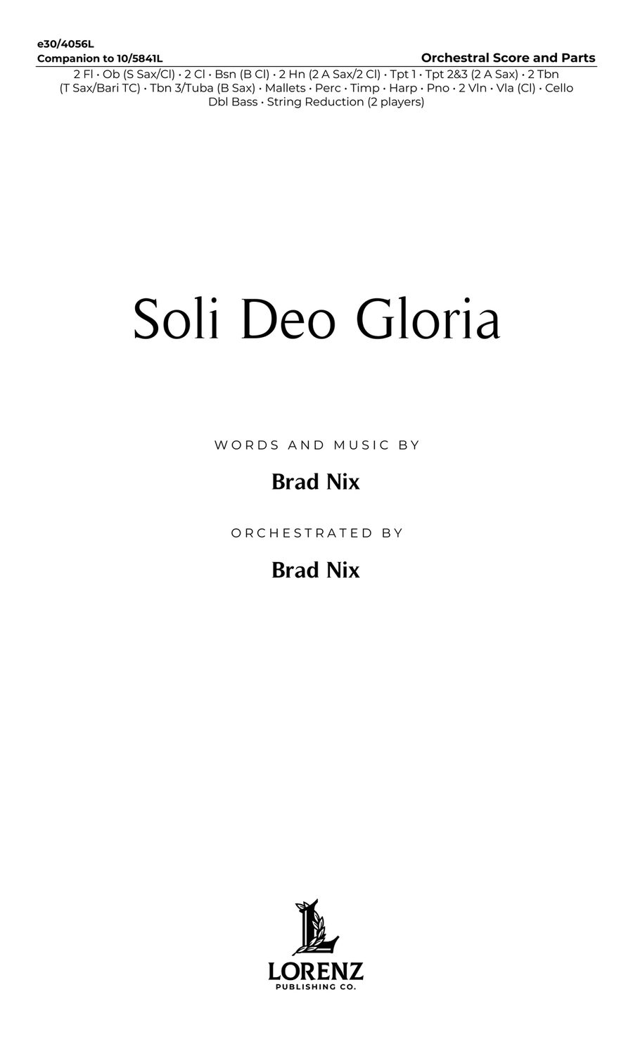 Soli Deo Gloria - Downloadable Orchestral Score and Parts Score scores gallery preview page 1