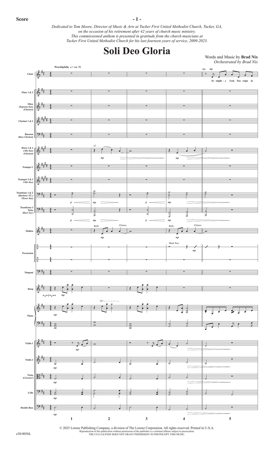 Soli Deo Gloria - Downloadable Orchestral Score and Parts Score scores gallery preview page 2