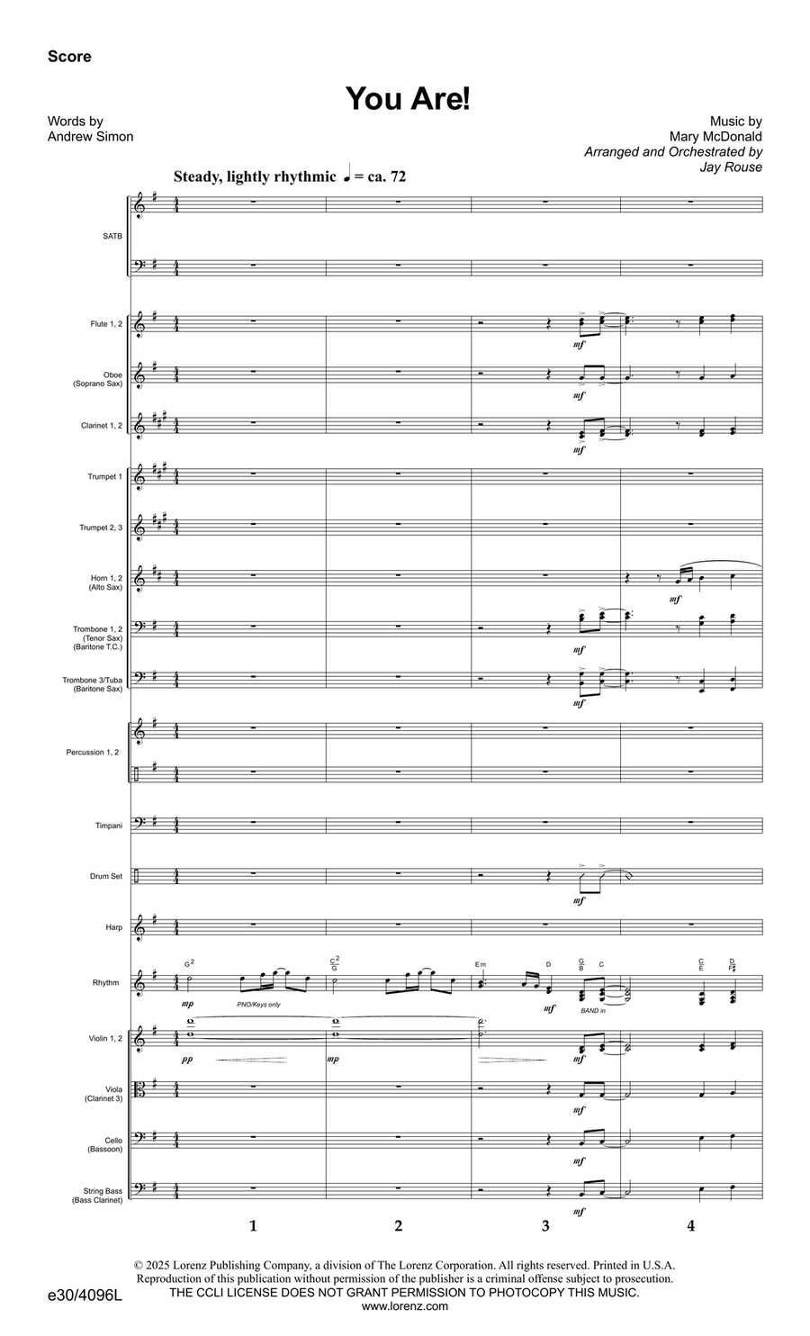You Are! - Downloadable Orchestral Score and Parts Score - Digital Sheet Music page 2
