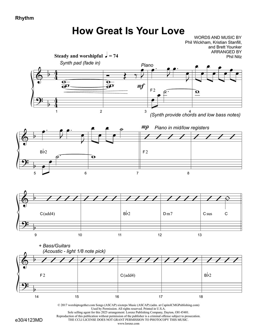 How Great Is Your Love - Downloadable Rhythm Chart Hymn Anthems - Digital Sheet Music page 2