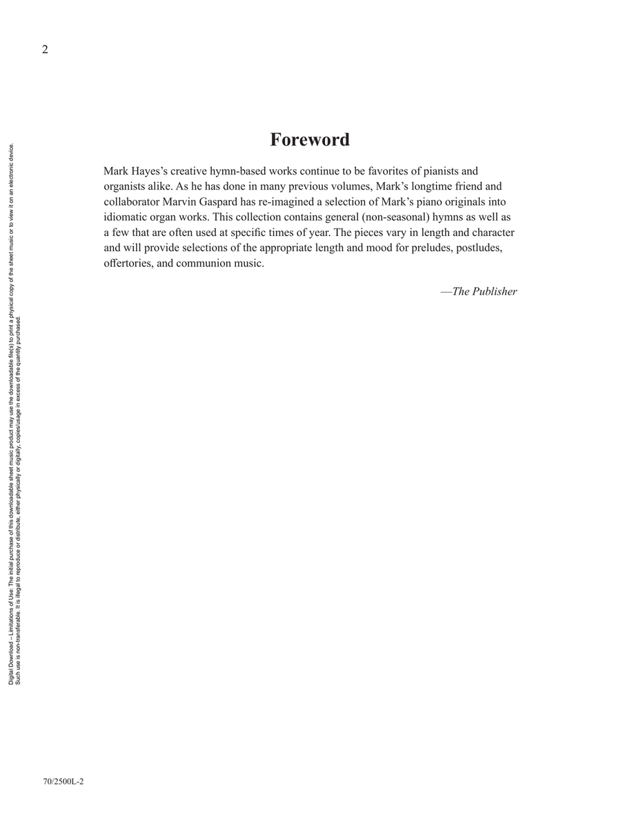 Mark Hayes: Hymns for Organ, Vol. 5 Organ scores gallery preview page 2