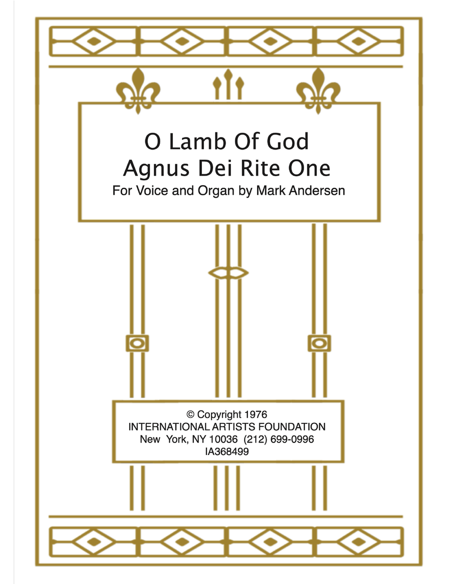 O Lamb Of God (Rite I) for organ and voice by Mark Andersen Piano, Vocal scores gallery preview page 1