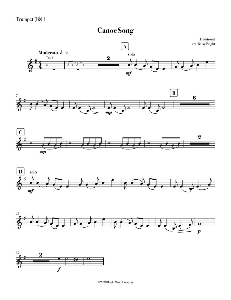 Canoe Song Trumpet scores gallery preview page 2