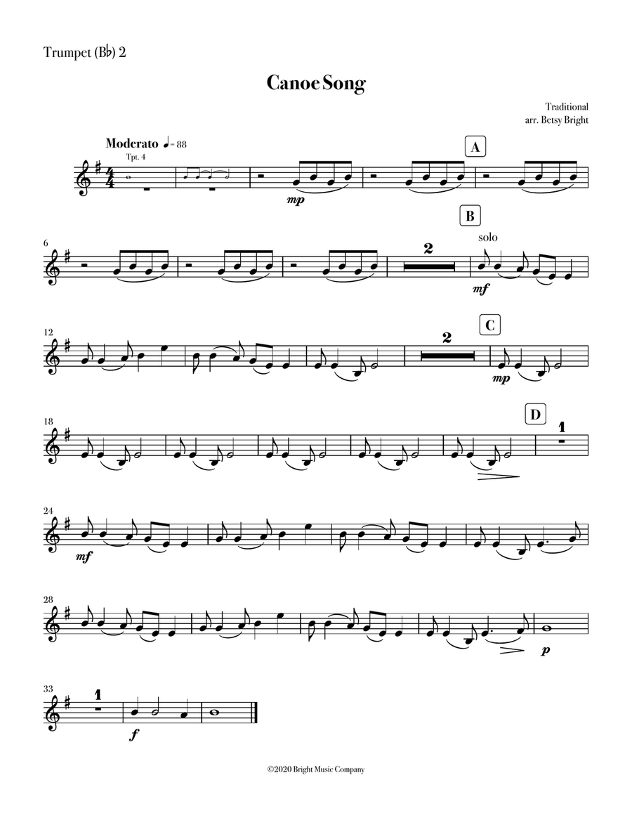Canoe Song Trumpet scores gallery preview page 3