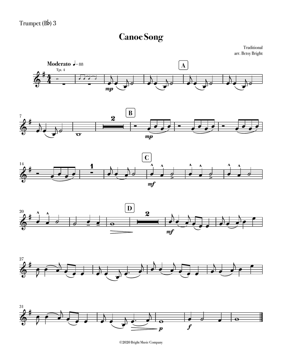 Canoe Song Trumpet scores gallery preview page 4