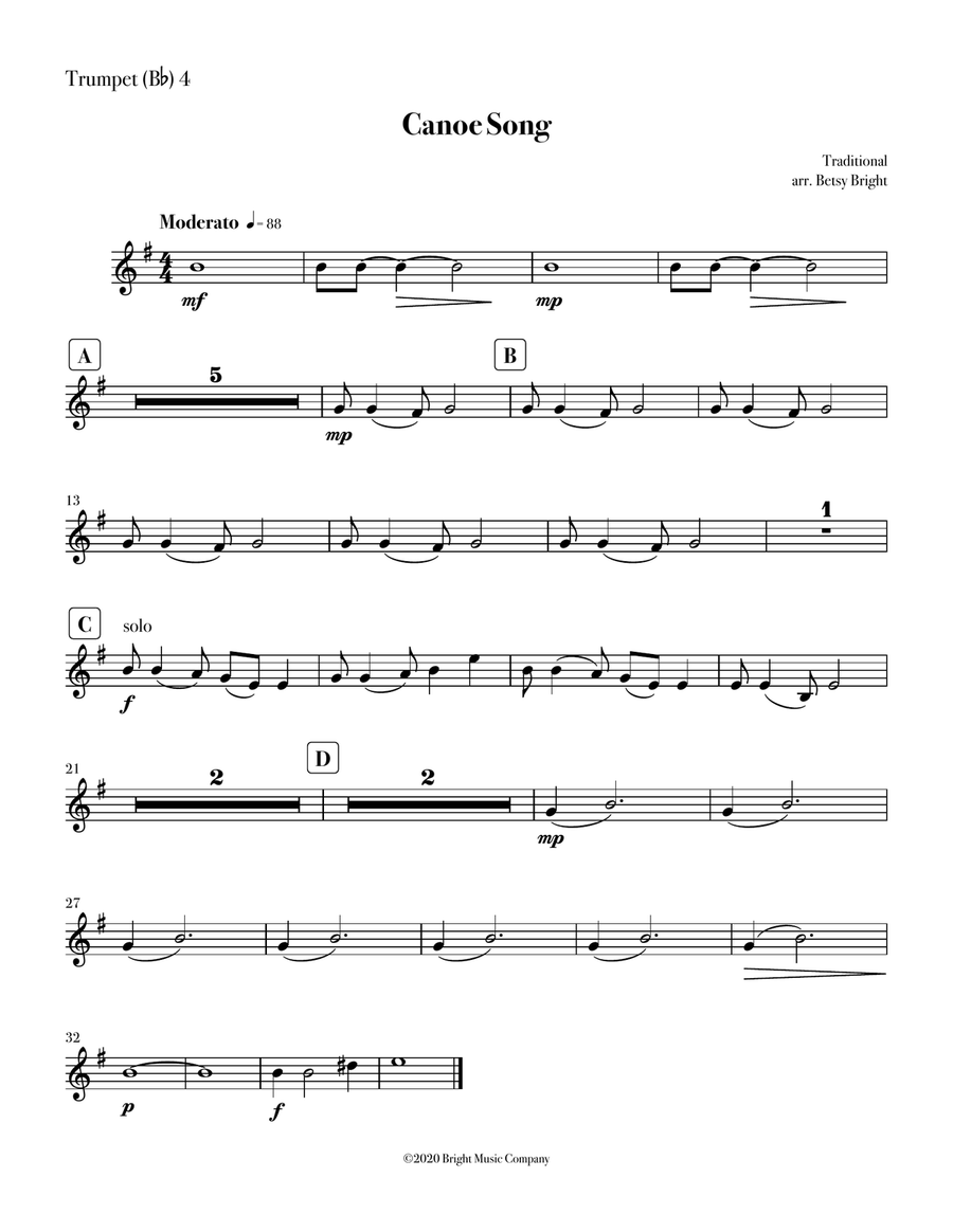 Canoe Song Trumpet scores gallery preview page 5