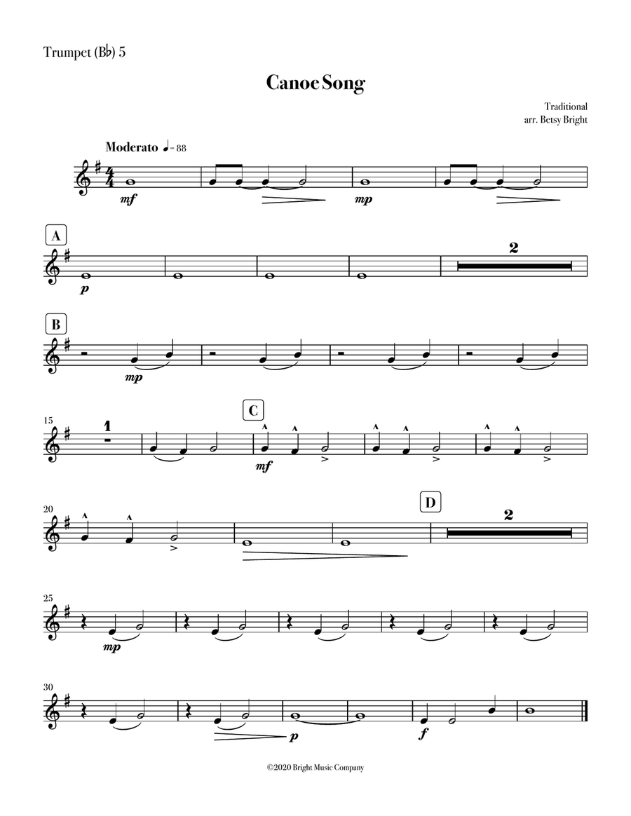 Canoe Song Trumpet scores gallery preview page 6