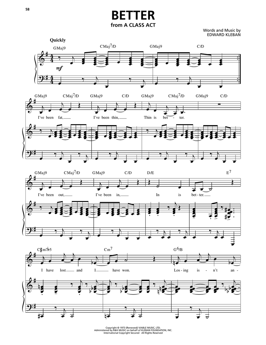 Better (from A Class Act: A Musical About Muscials) Piano, Vocal, Guitar scores gallery preview page 1