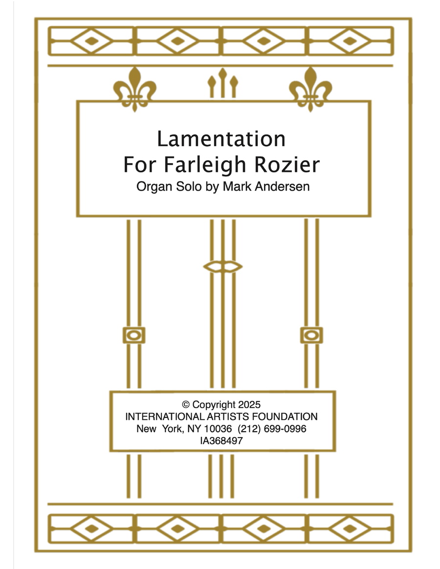 Lamentation for Farleigh organ solo by Mark Andersen Organ Solo scores gallery preview page 1