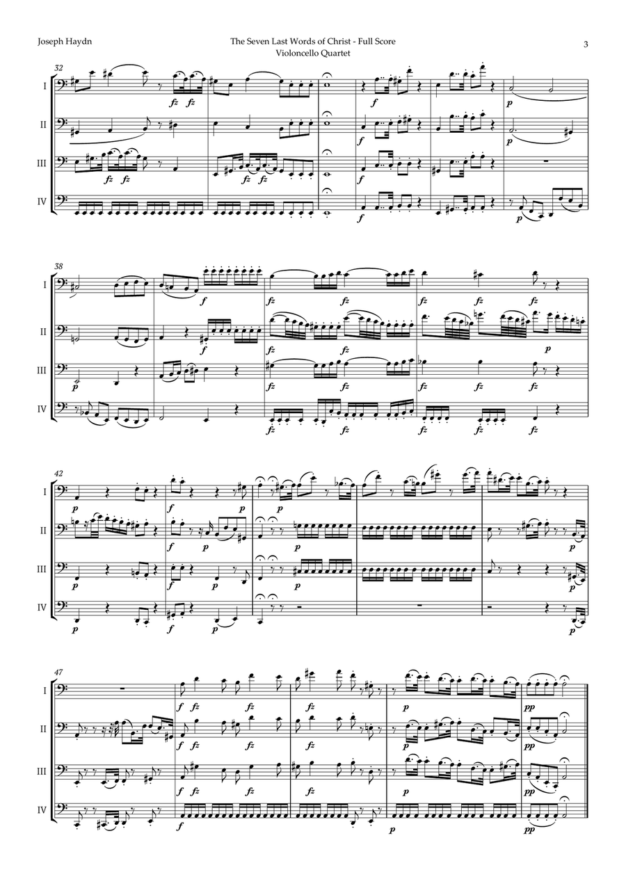 The Seven Last Words of Christ by Haydn for Violoncello Quartet String Quartet scores gallery preview page 3