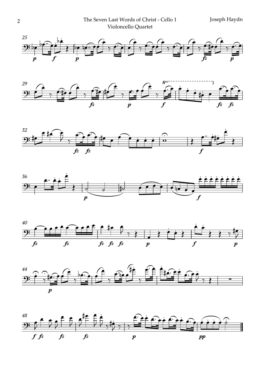The Seven Last Words of Christ by Haydn for Violoncello Quartet String Quartet scores gallery preview page 5