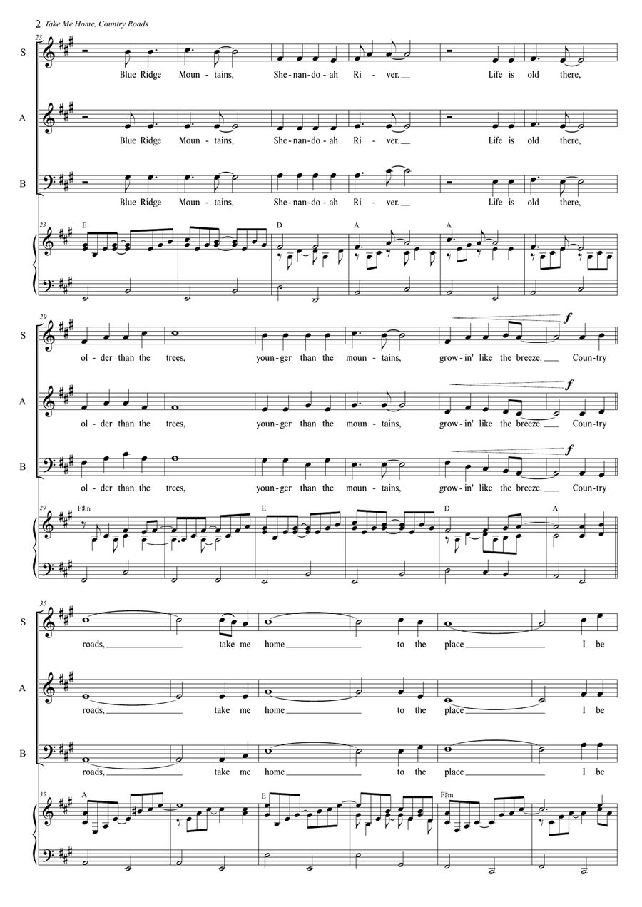 Take Me Home, Country Roads 3-Part scores gallery preview page 2