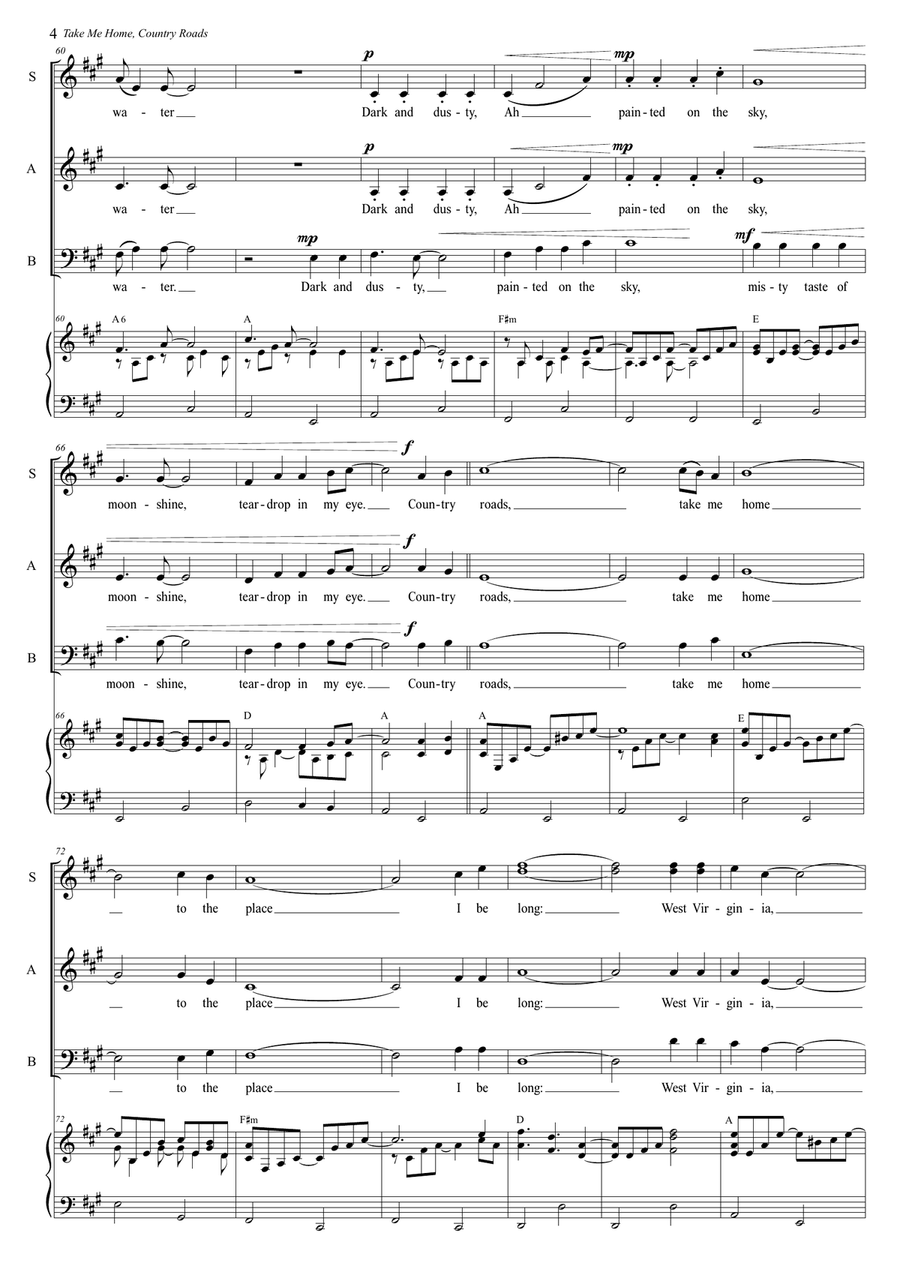 Take Me Home, Country Roads 3-Part scores gallery preview page 4