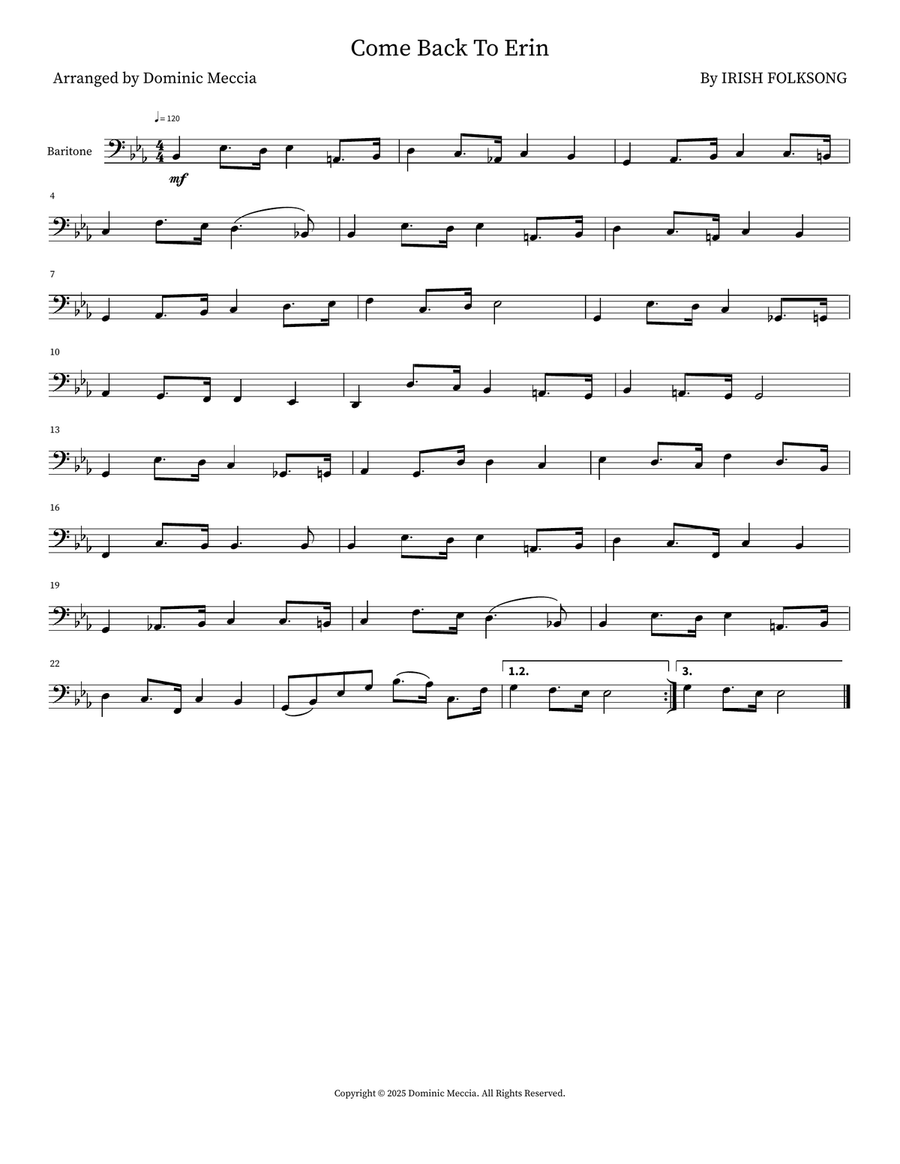 Come Back To Erin Come Back To Erin Part scores gallery preview page 1