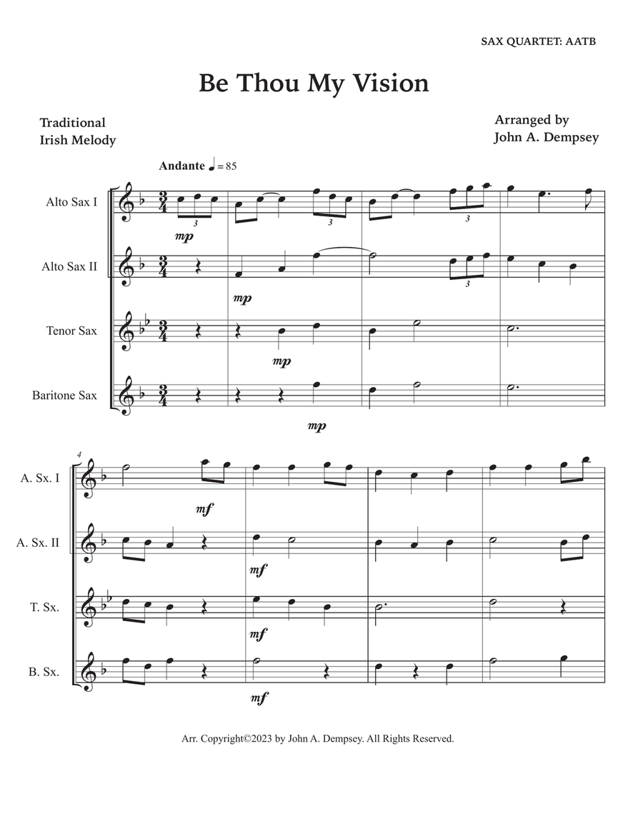 Be Thou My Vision (Sax Quartet: AATB) Saxophone Quartet scores gallery preview page 5