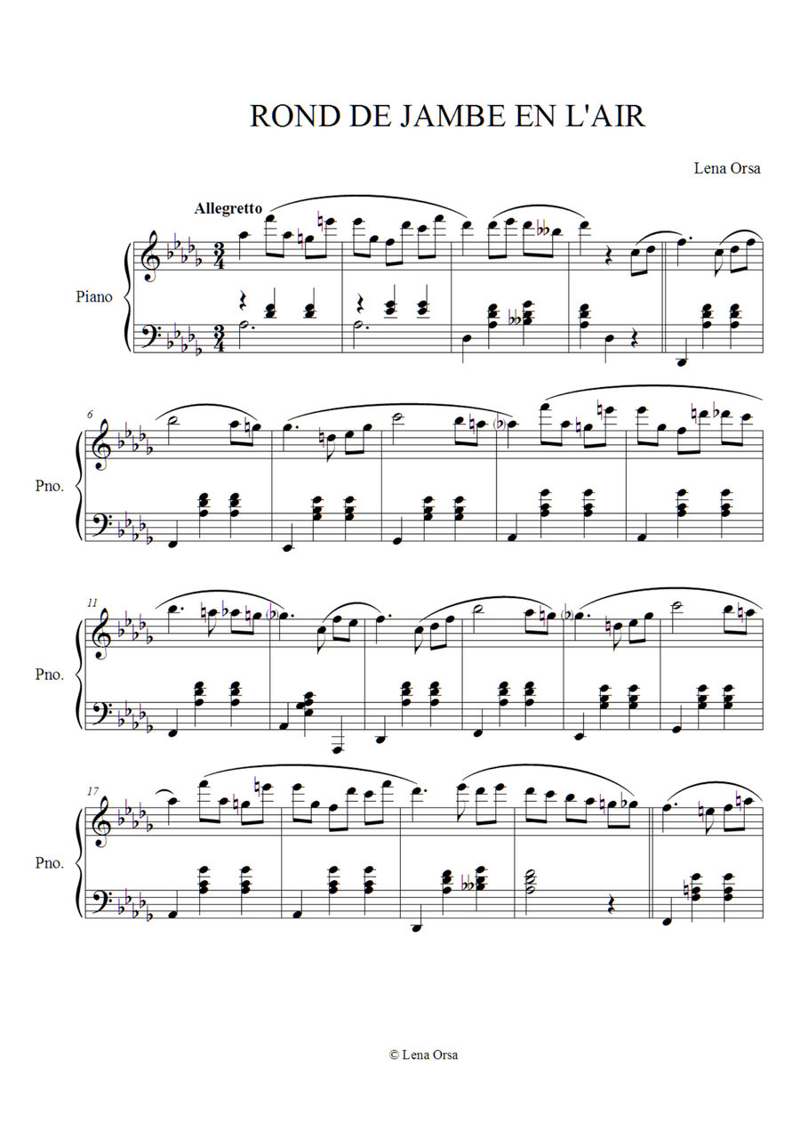 Rond de Jambe en L'air | Ballet Class Music Piano Method scores gallery preview page 1