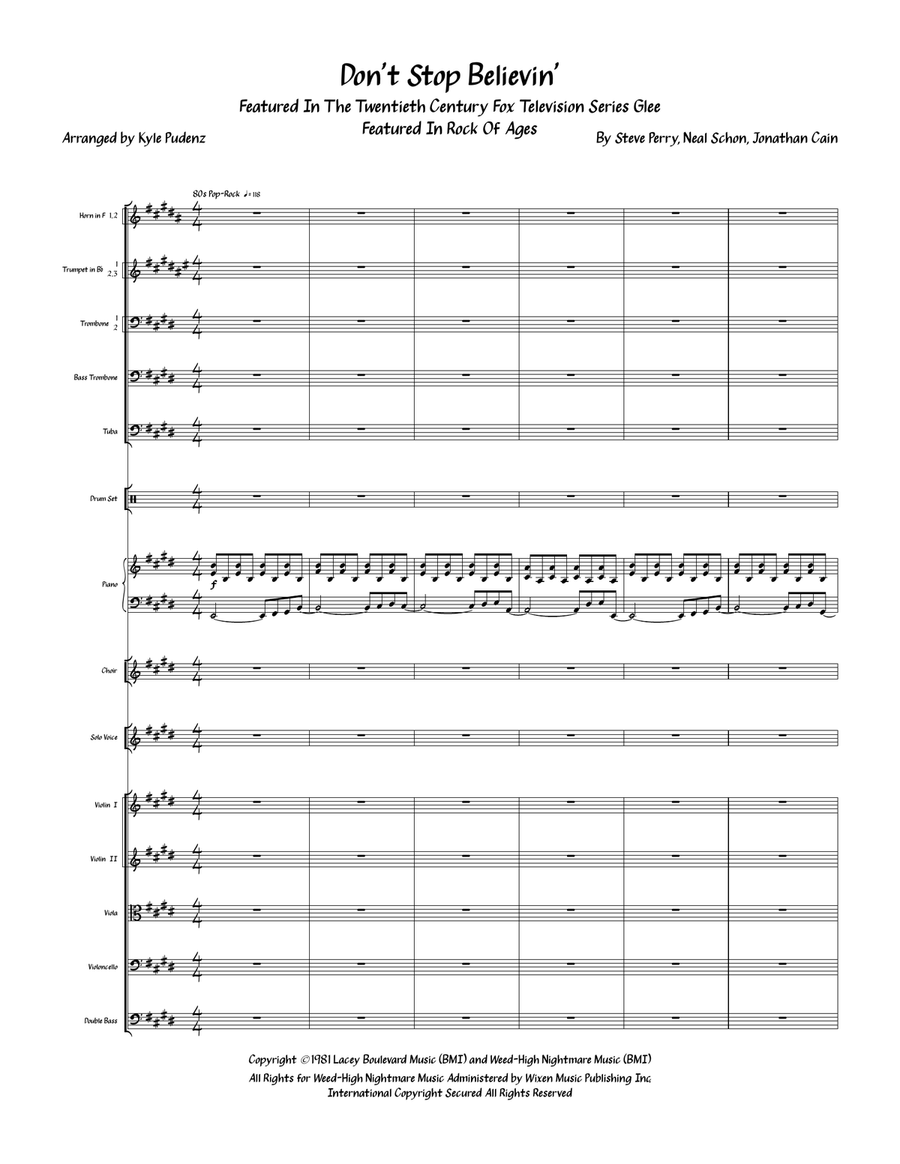 Don't Stop Believin' Full Orchestra scores gallery preview page 1