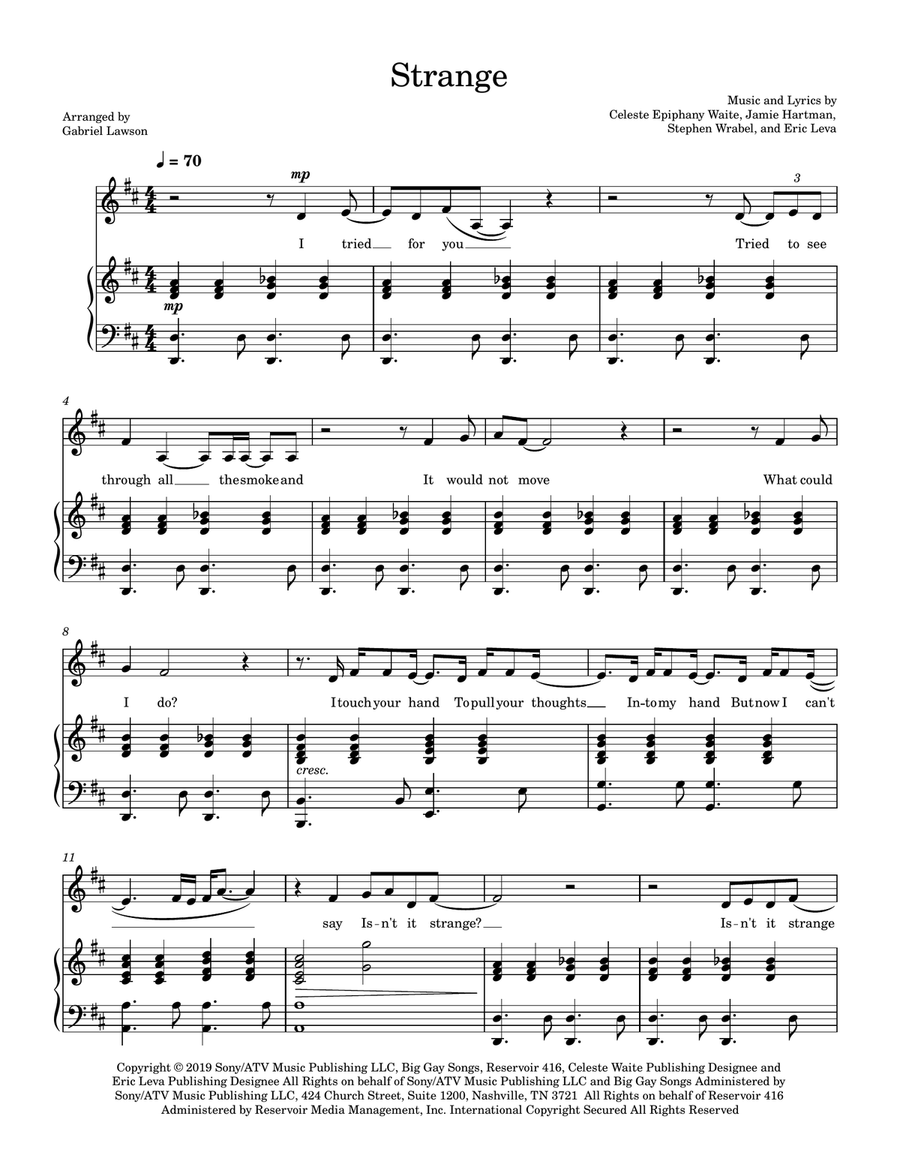 Strange Strange Piano, Vocal scores gallery preview page 1