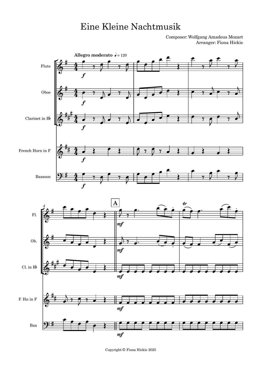 Eine Kleine Nachtmusik: Mov. 1 Woodwind Quintet scores gallery preview page 2