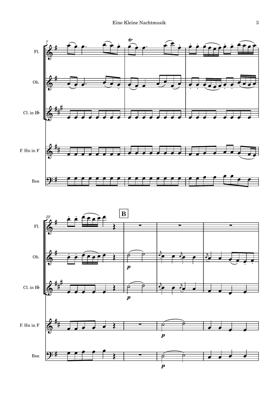 Eine Kleine Nachtmusik: Mov. 1 Woodwind Quintet scores gallery preview page 3