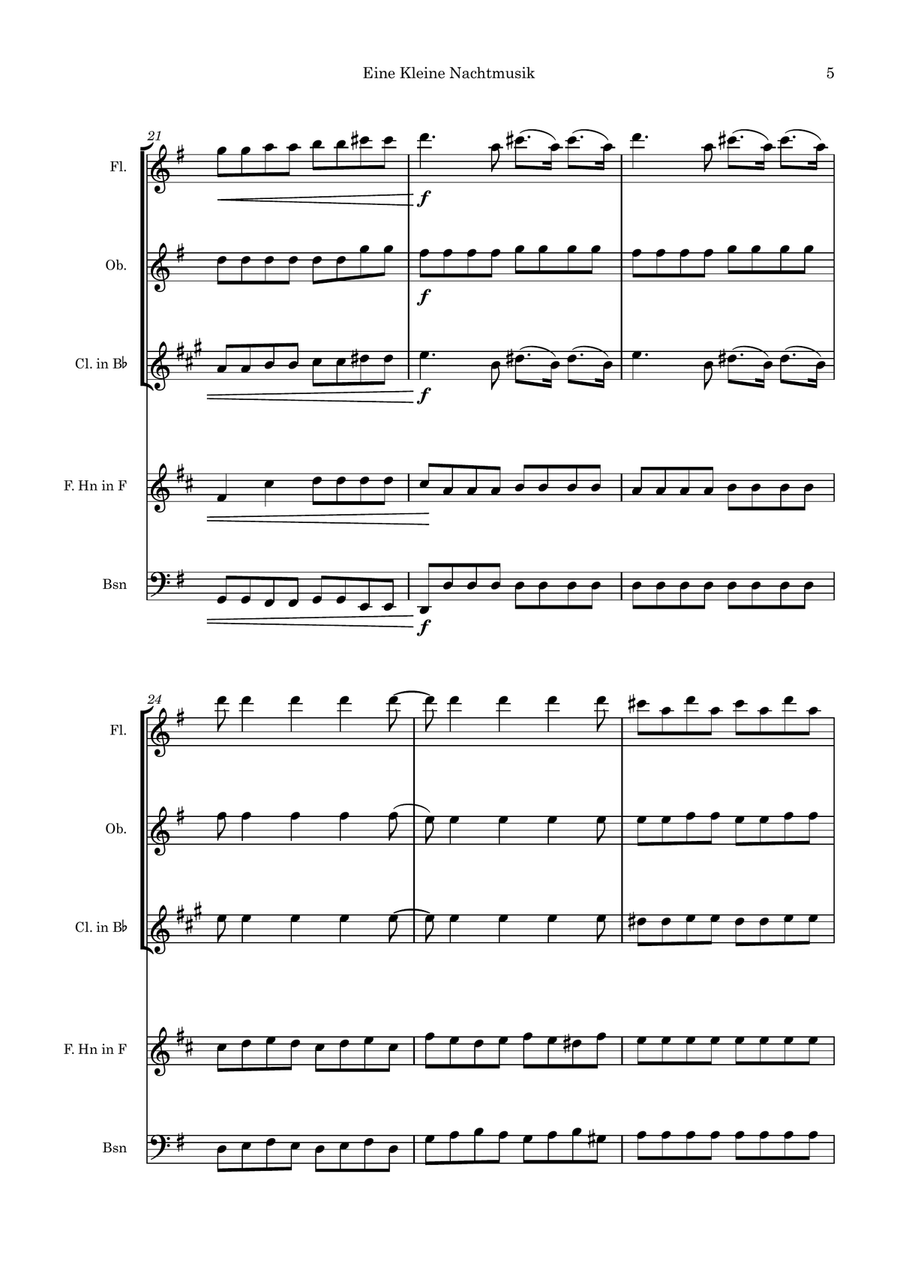 Eine Kleine Nachtmusik: Mov. 1 Woodwind Quintet scores gallery preview page 5