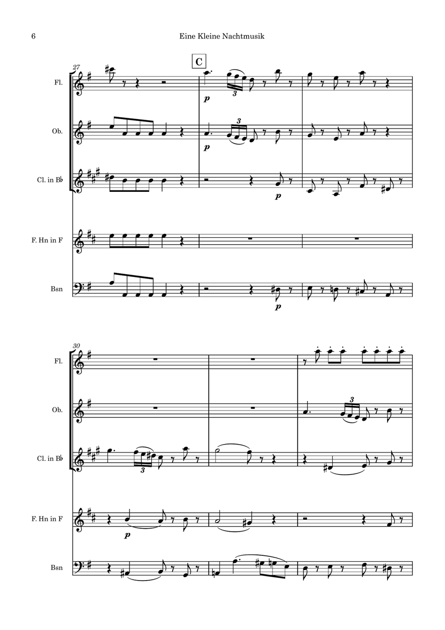 Eine Kleine Nachtmusik: Mov. 1 Woodwind Quintet scores gallery preview page 6