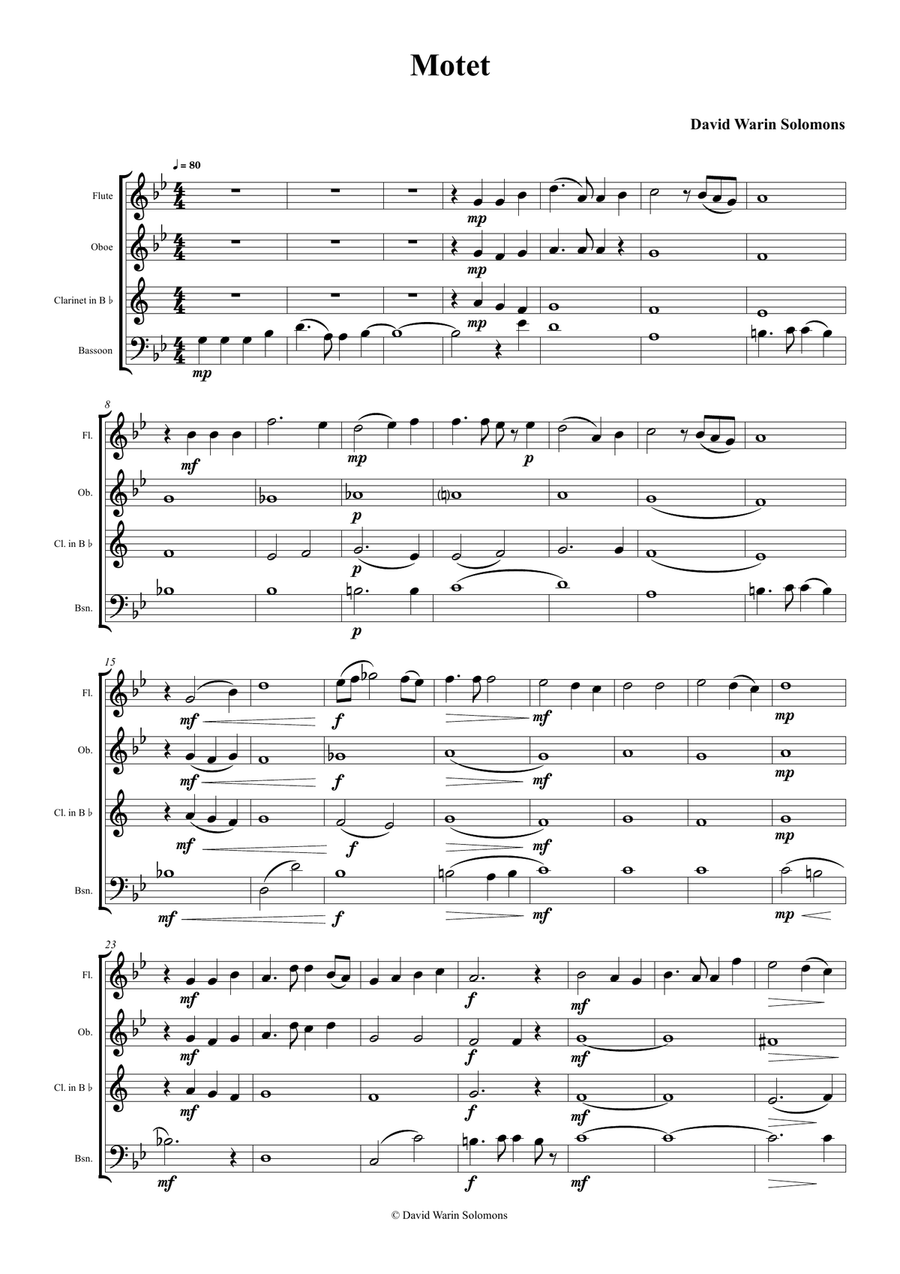 Motet for wind quartet (instrumental arrangement of my choral motet 