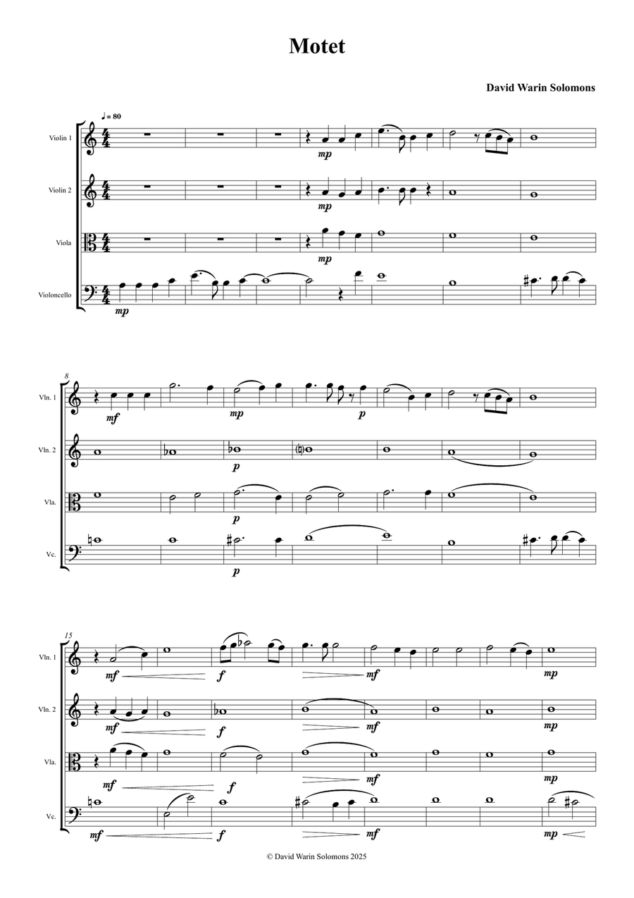 Motet for string quartet (instrumental arrangement of my choral motet 