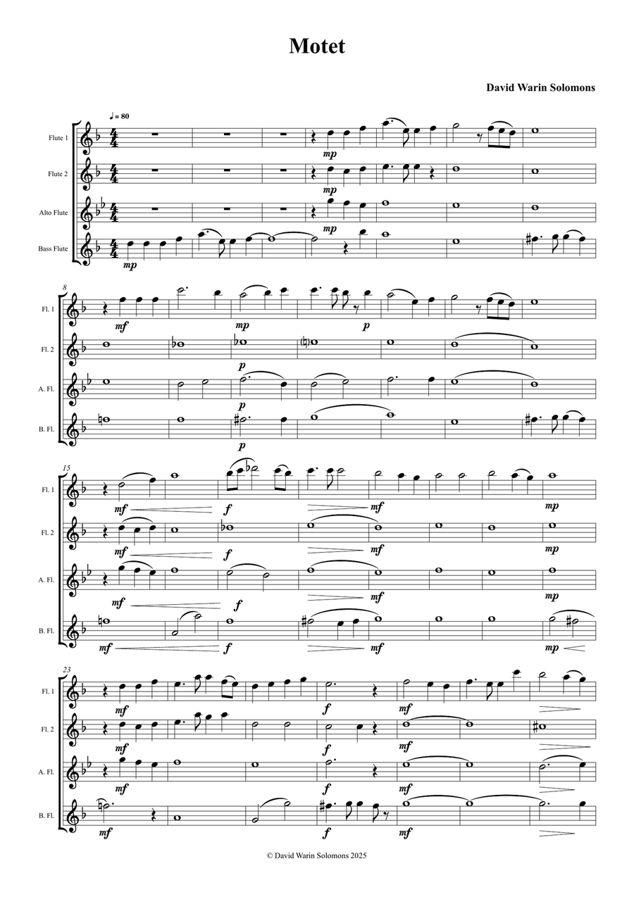 Motet for flute quartet (instrumental arrangement of my choral motet 