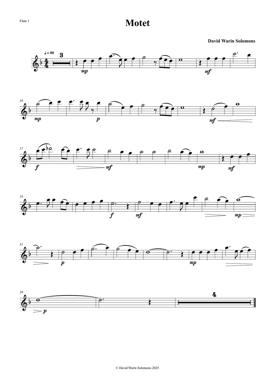 Motet for flute quartet (instrumental arrangement of my choral motet 
