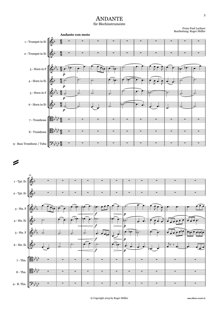 Andante for Brass Instruments Brass Ensemble scores gallery preview page 4
