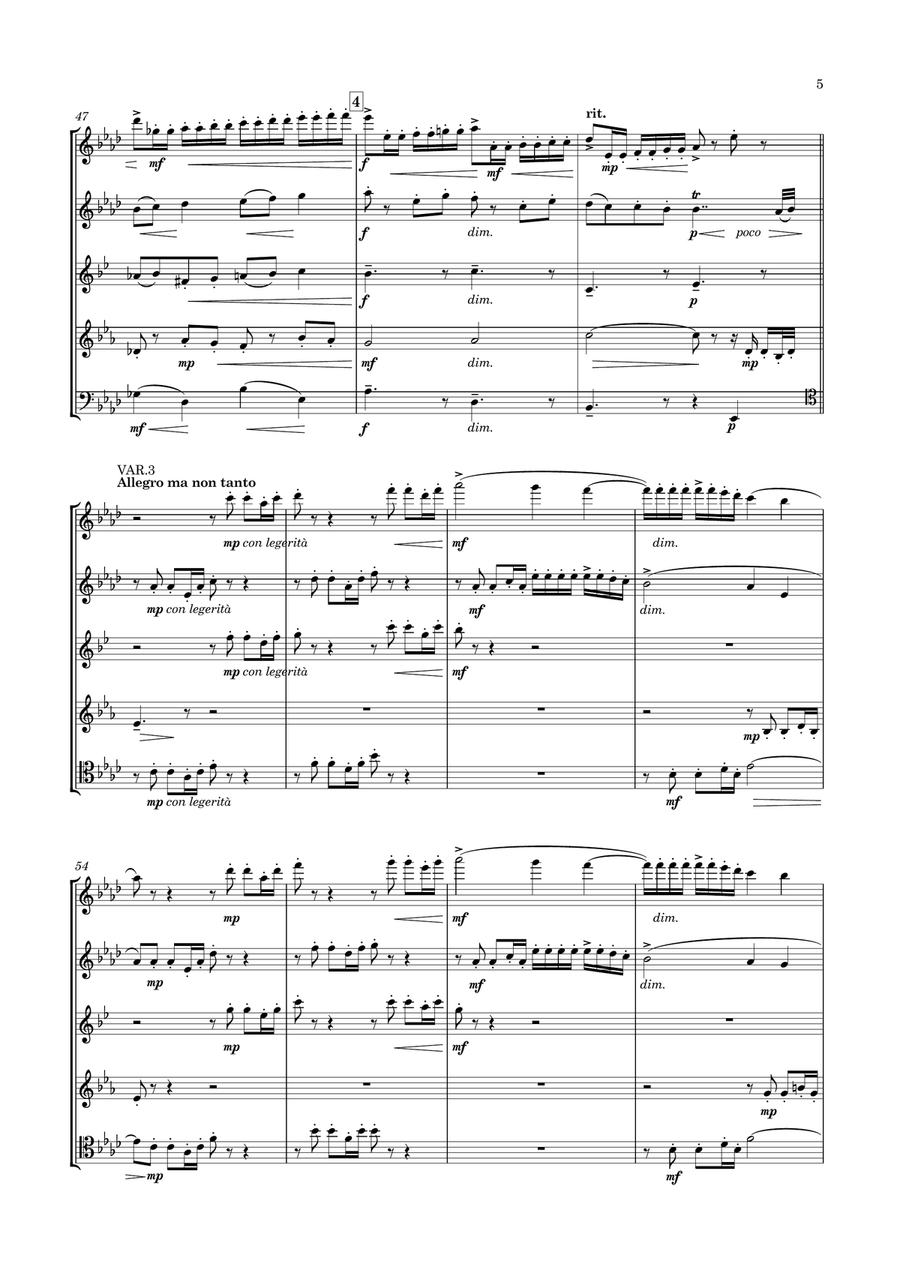 Lendvai - Wind Quintet in A flat major, Op.23 Woodwind Quintet scores gallery preview page 5