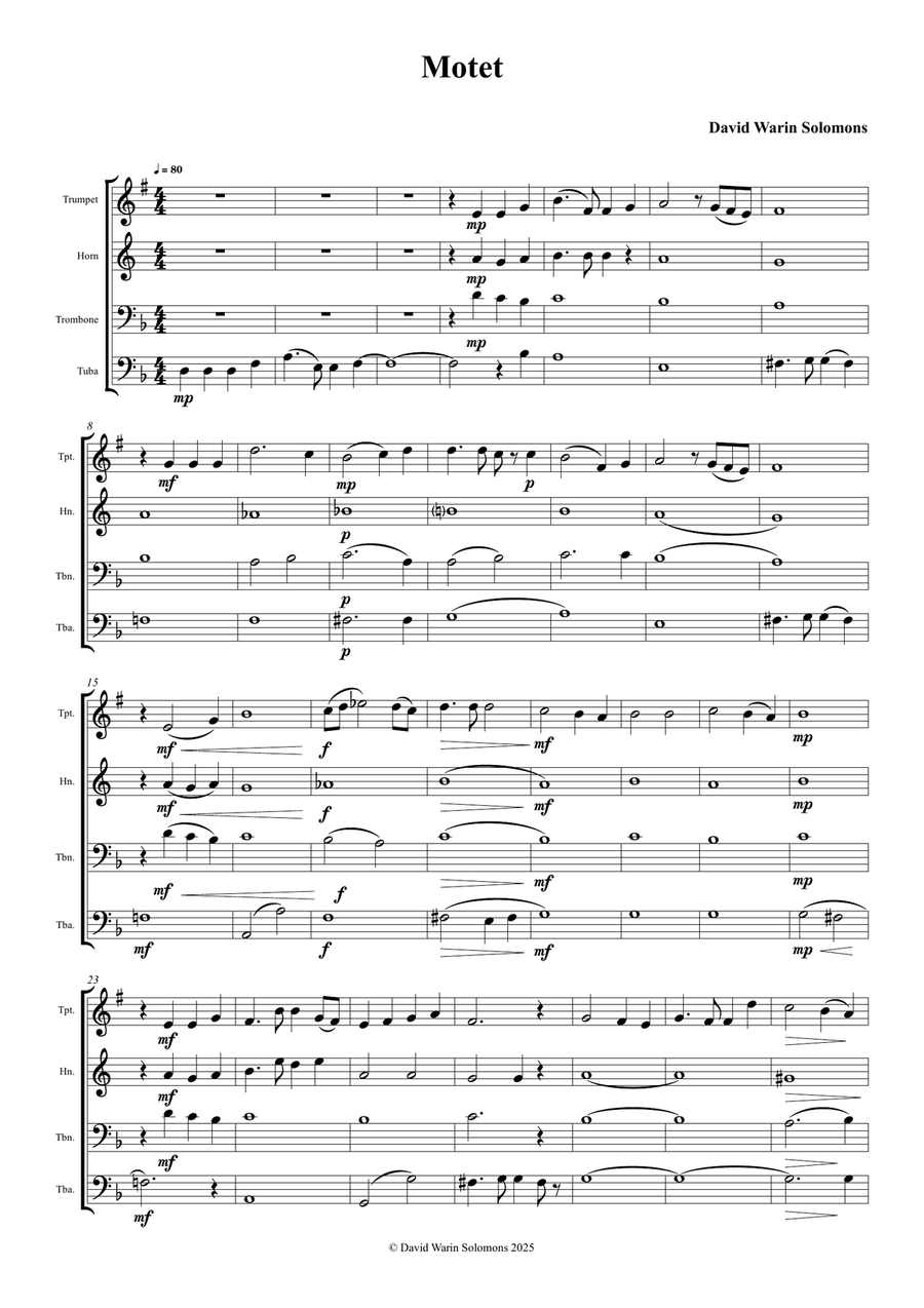 Motet for brass quartet (instrumental arrangement of my choral motet 