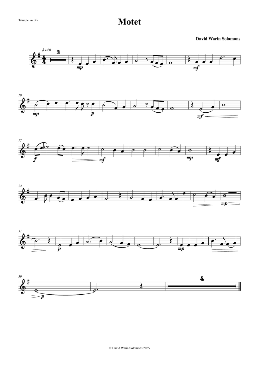 Motet for brass quartet (instrumental arrangement of my choral motet 
