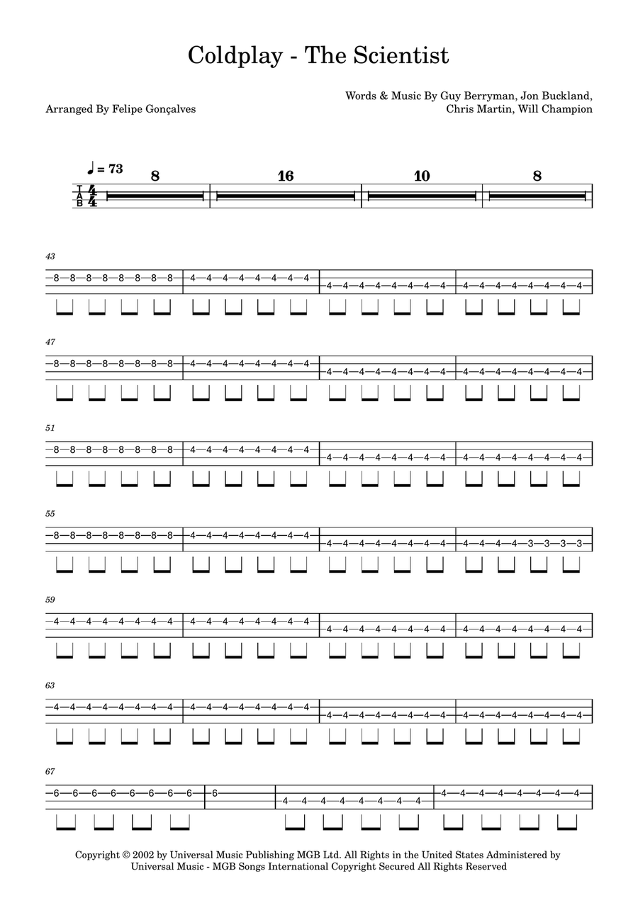 The Scientist Acoustic Guitar scores gallery preview page 1
