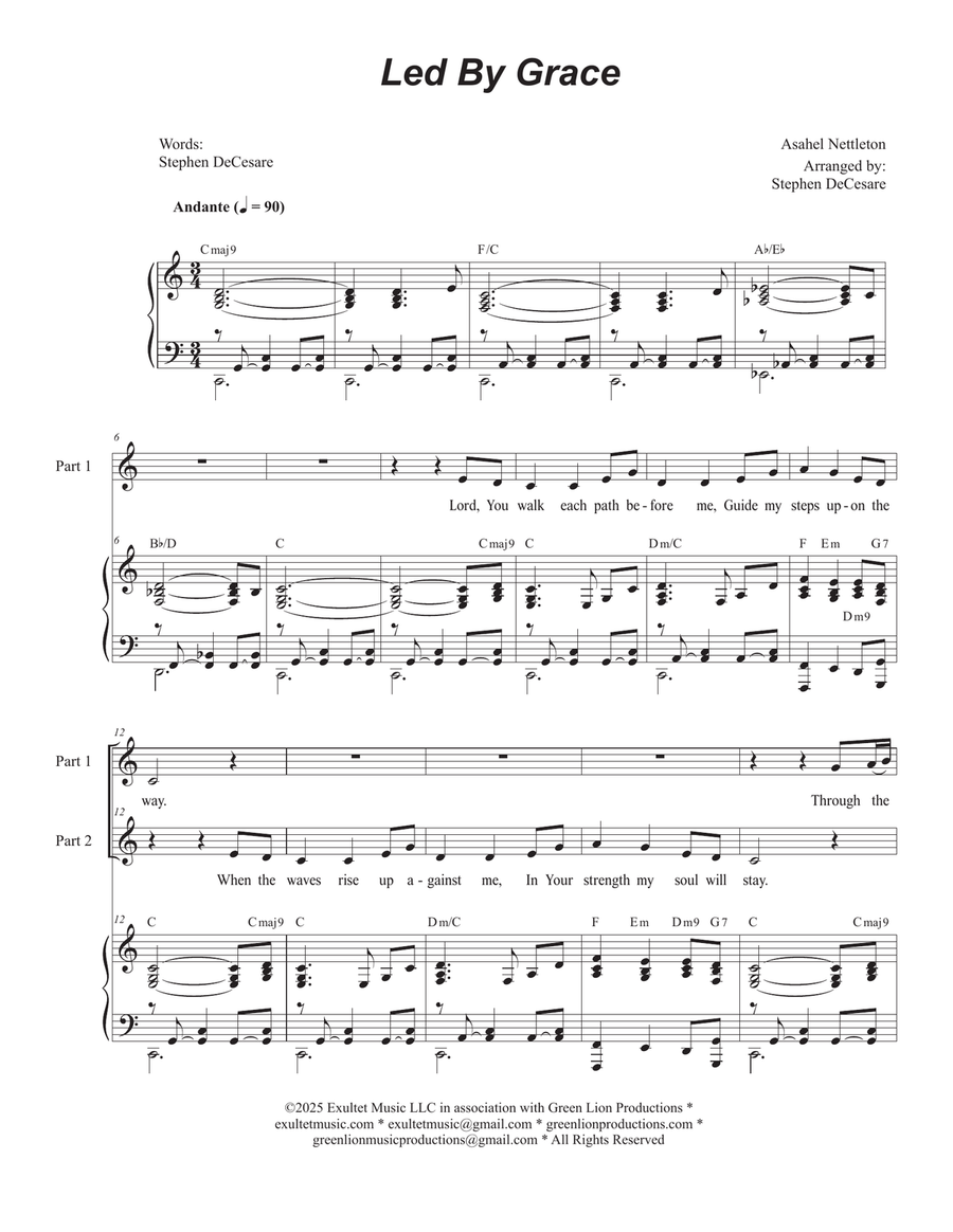 Led By Grace (2-part choir) 2-Part scores gallery preview page 1