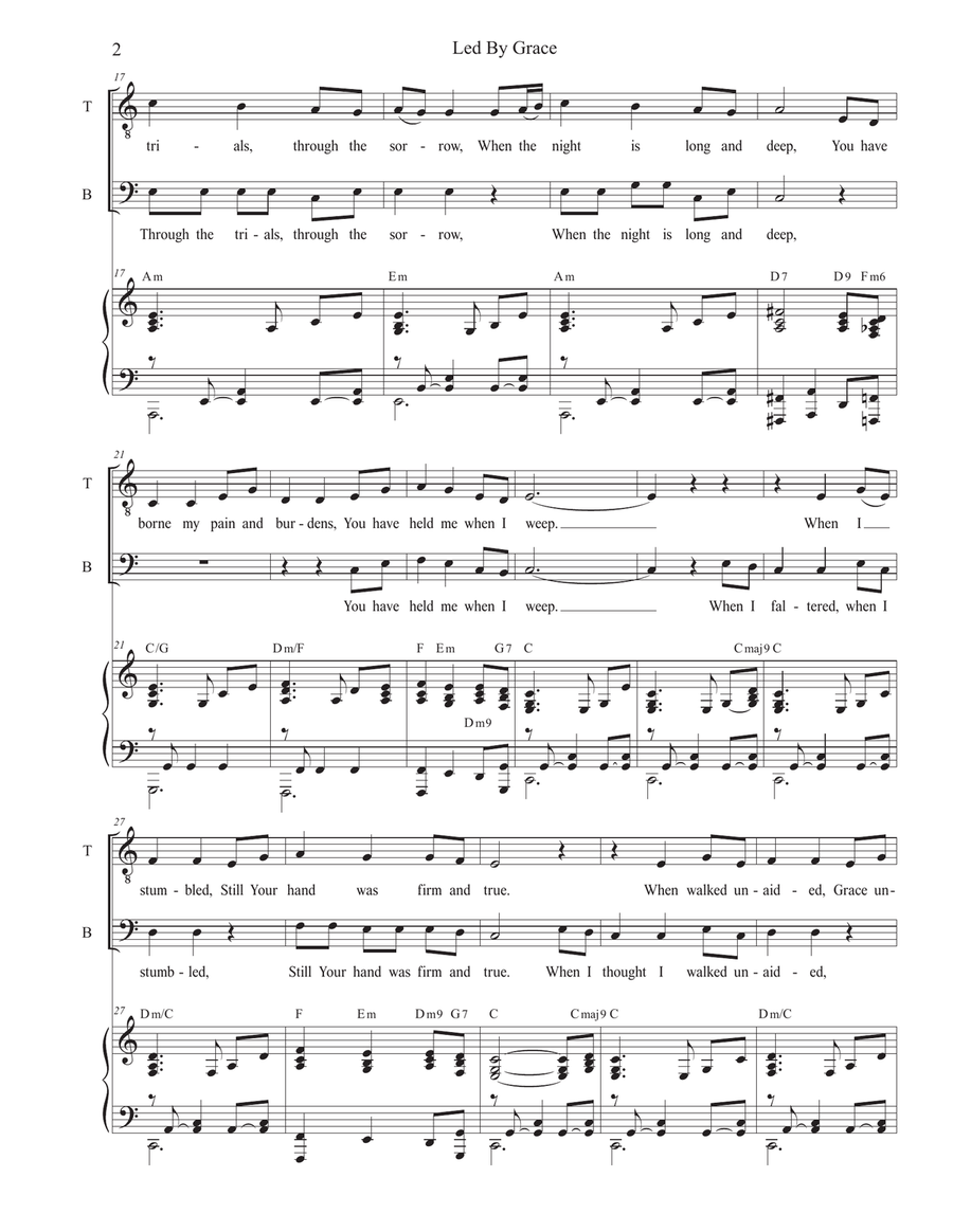 Led By Grace (2-part choir - (TB) TB scores gallery preview page 2
