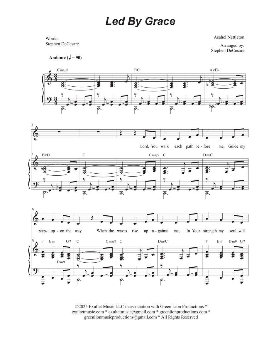 Led By Grace (Unison choir) Unison Choir scores gallery preview page 1