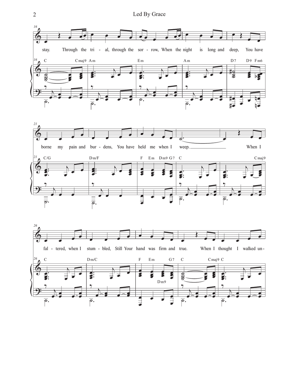 Led By Grace (Unison choir) Unison Choir scores gallery preview page 2