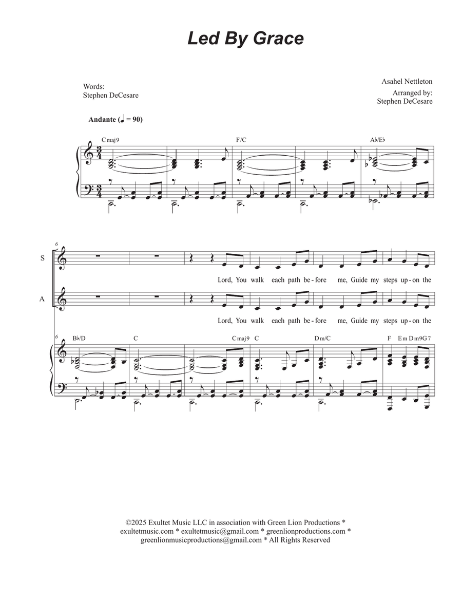 Led By Grace (SAB) 3-Part scores gallery preview page 1