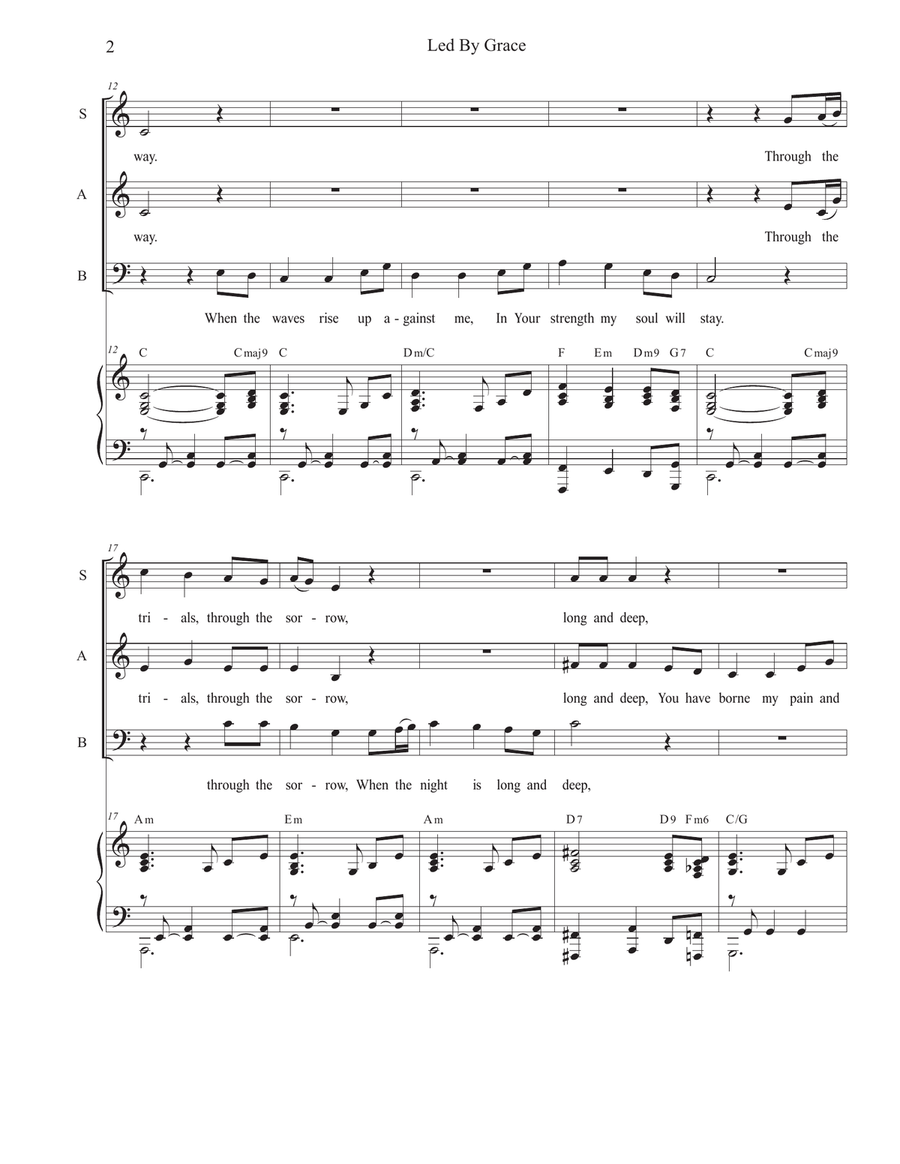 Led By Grace (SAB) 3-Part scores gallery preview page 2