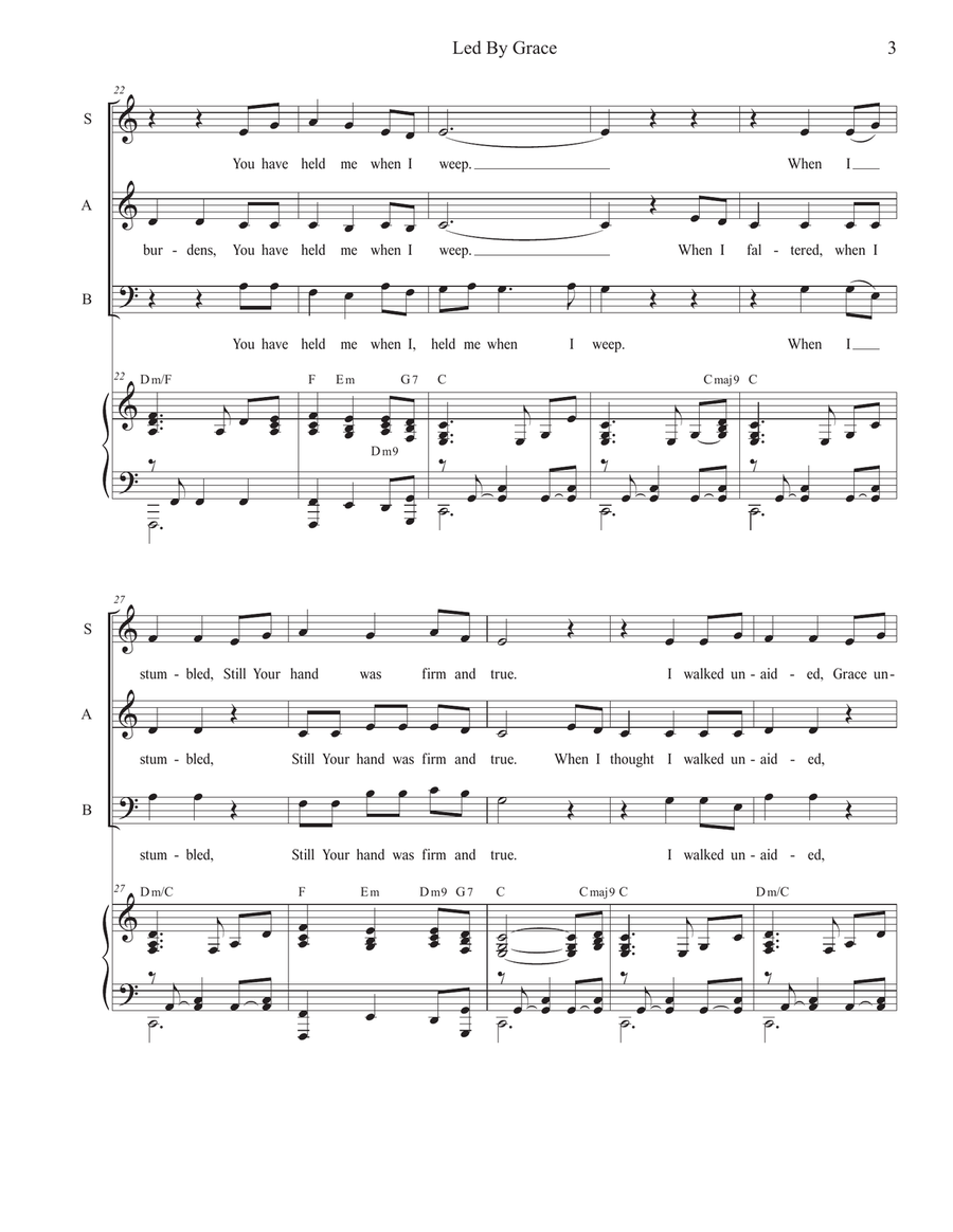 Led By Grace (SAB) 3-Part scores gallery preview page 3