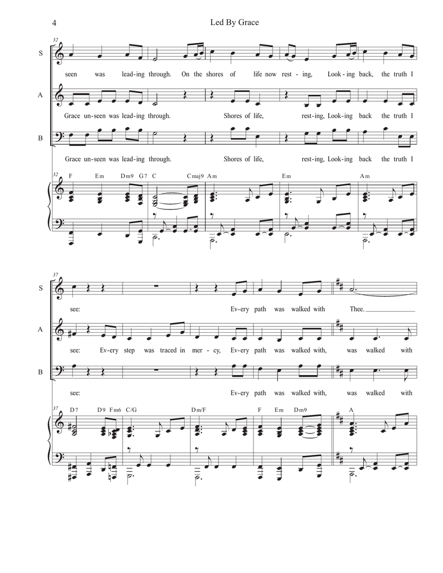 Led By Grace (SAB) 3-Part scores gallery preview page 4