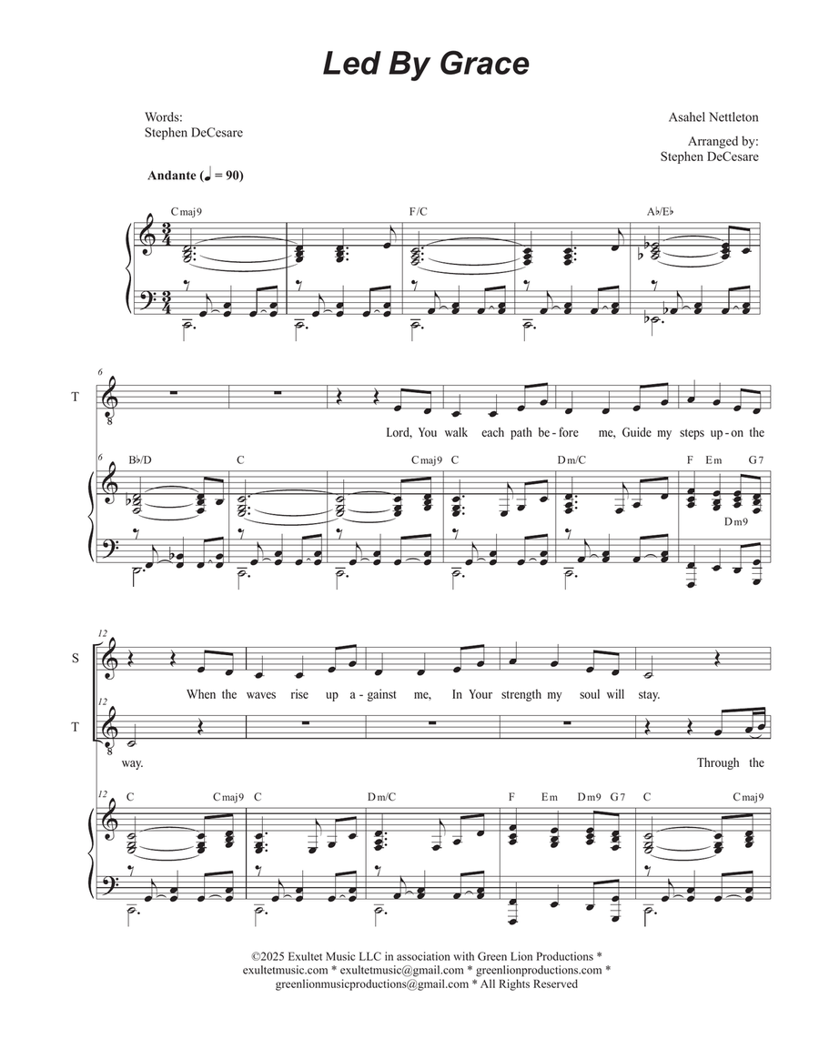 Led By Grace (Duet for Soprano and Tenor solo) Tenor Voice scores gallery preview page 1