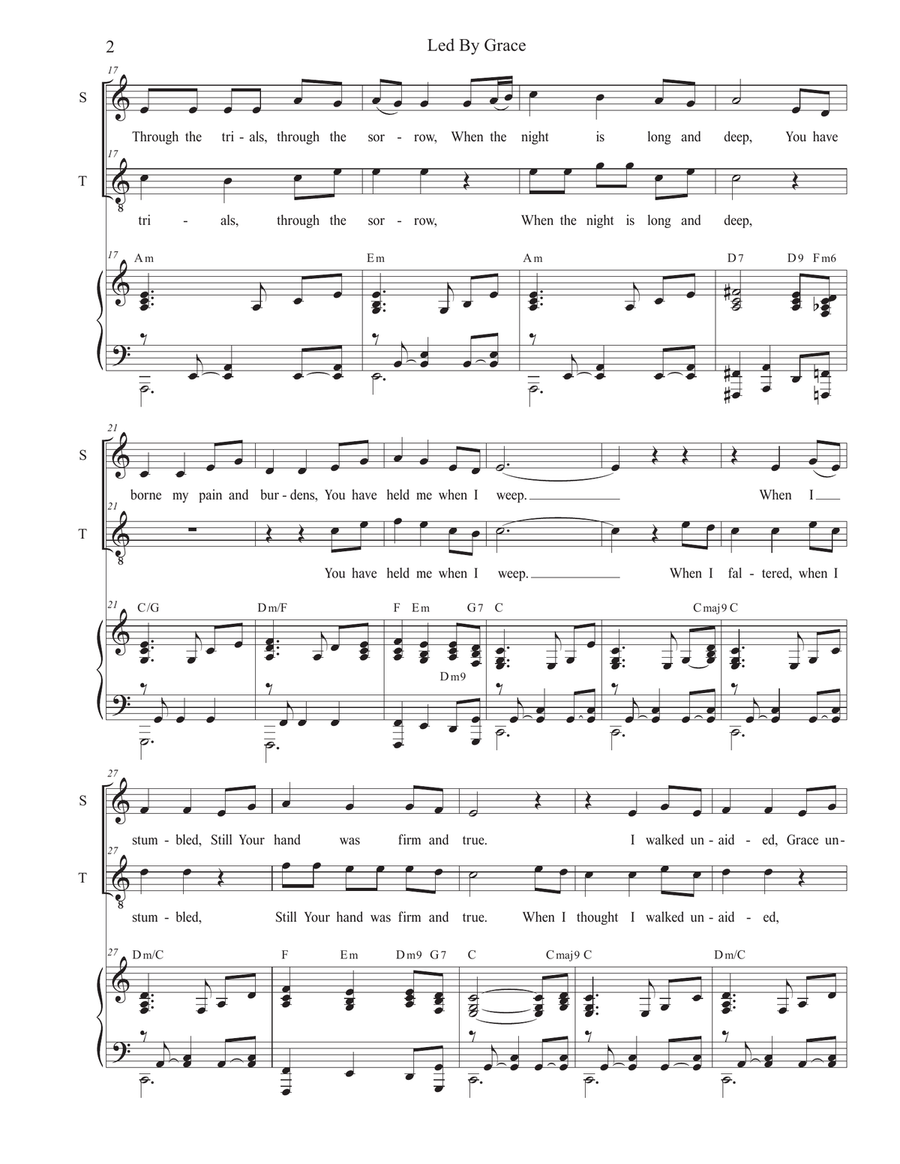 Led By Grace (Duet for Soprano and Tenor solo) Tenor Voice scores gallery preview page 2