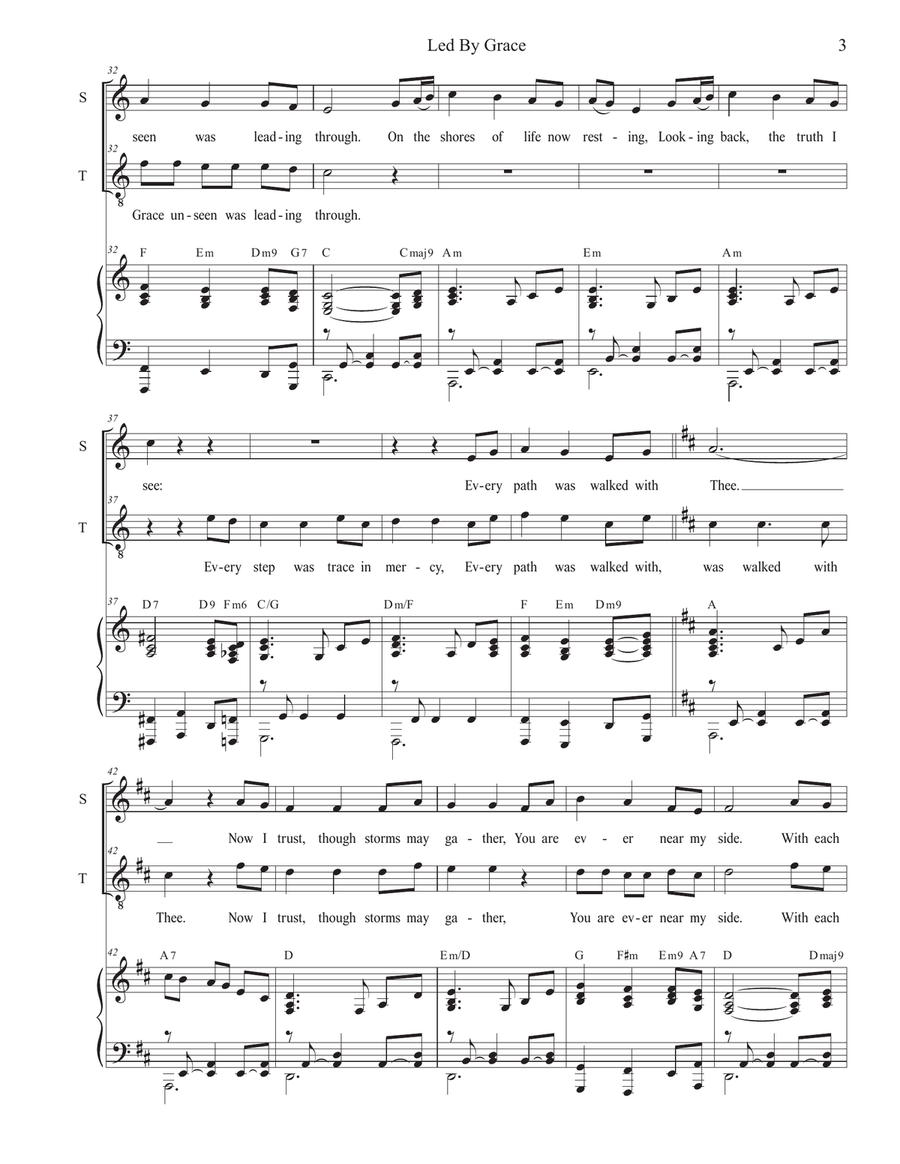 Led By Grace (Duet for Soprano and Tenor solo) Tenor Voice scores gallery preview page 3