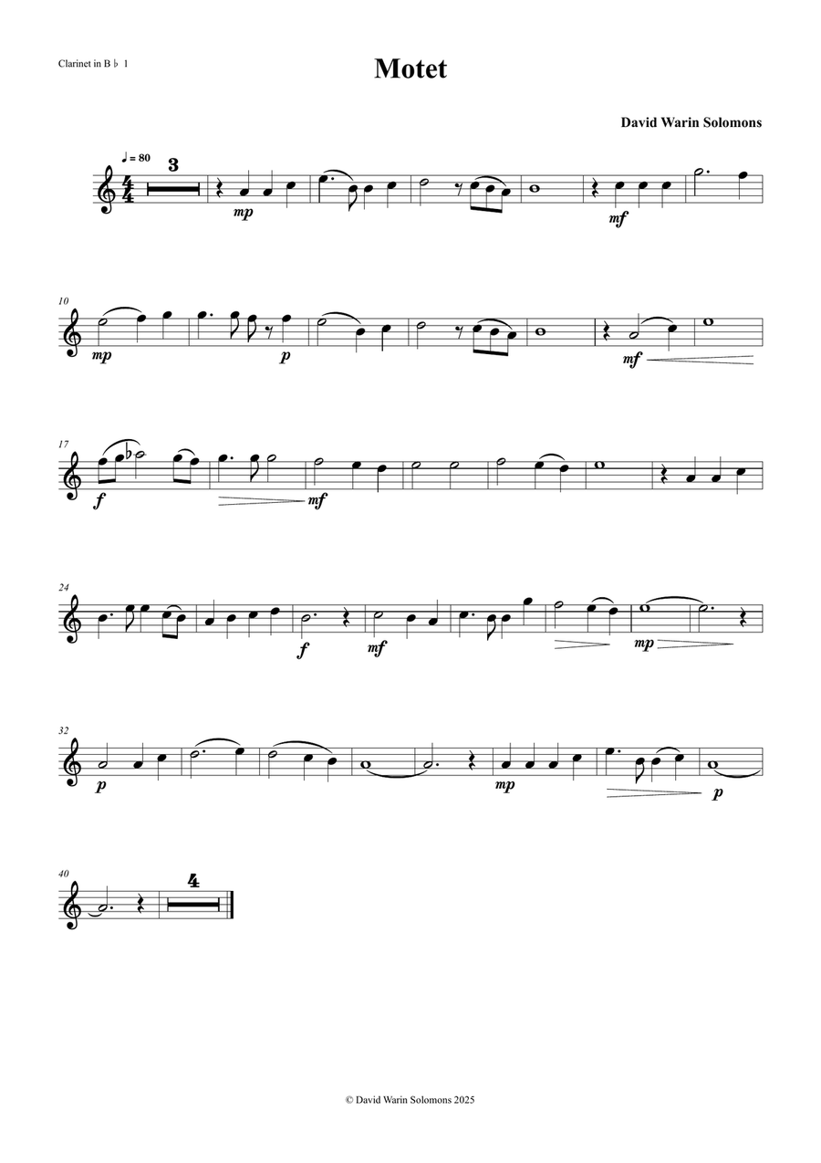 Motet for clarinet quartet (instrumental arrangement of my choral motet 
